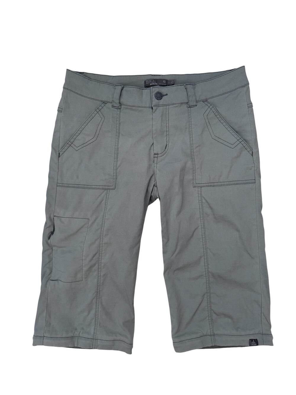 PRANA Gray Low Rise Crop Hiking Pants Size 10 Womens Zip Leg Pockets Stretch